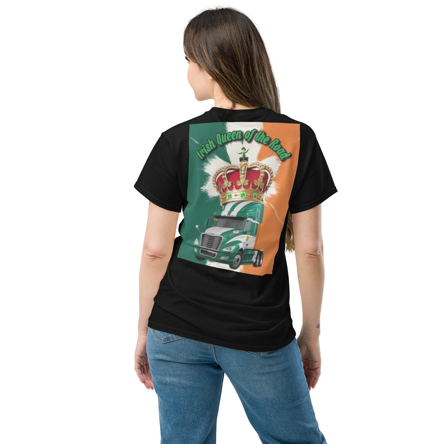 Classic tee Irish Queen of the Road US Truck Design front and back printed