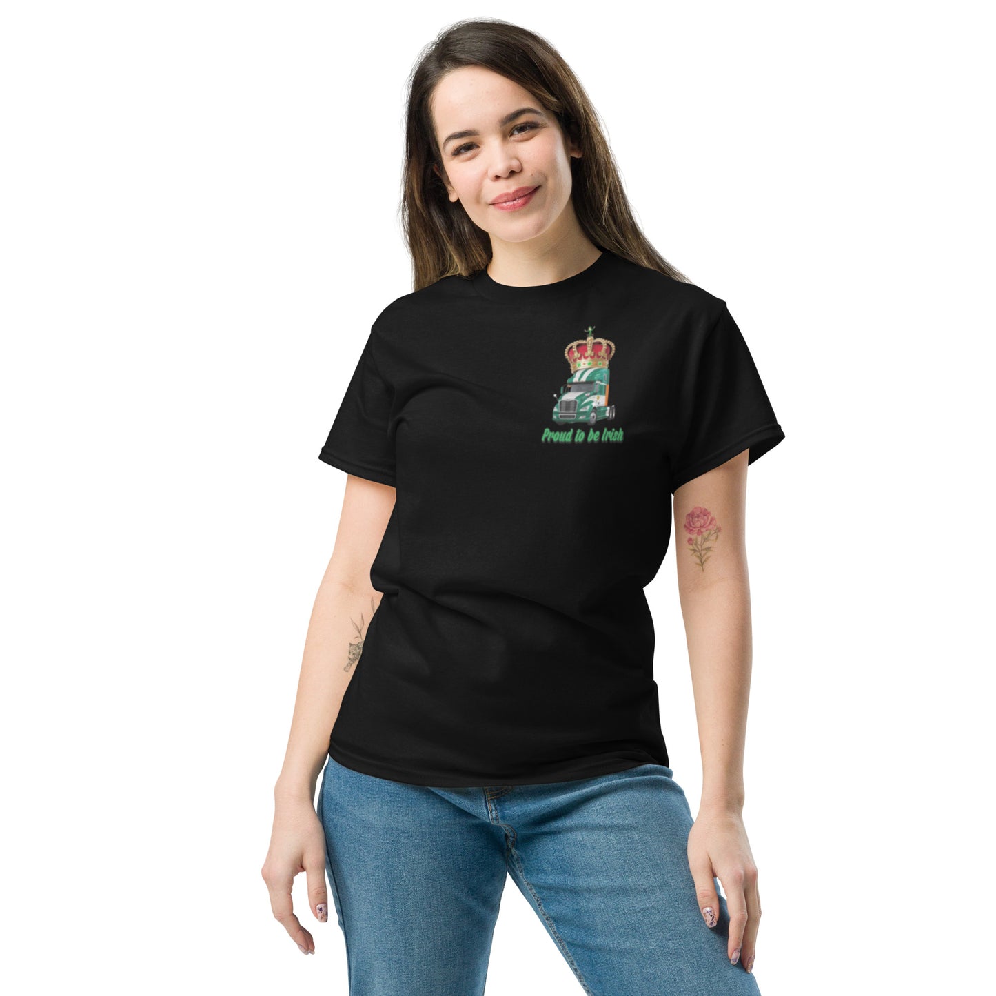 Classic tee Irish Queen of the Road US Truck Design front and back printed