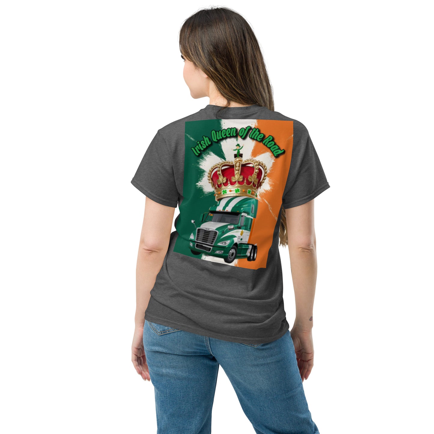 Classic tee Irish Queen of the Road US Truck Design front and back printed