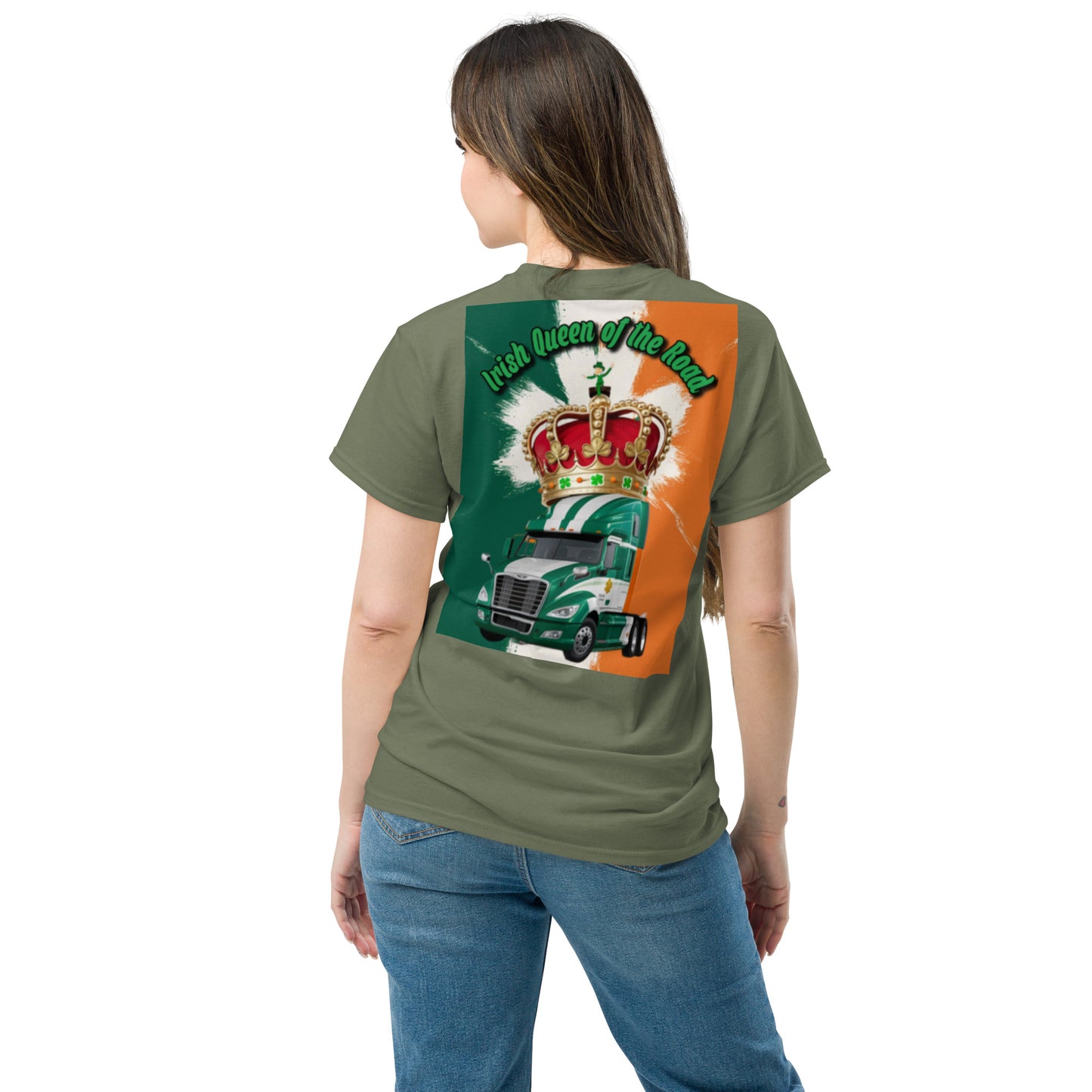 Classic tee Irish Queen of the Road US Truck Design front and back printed