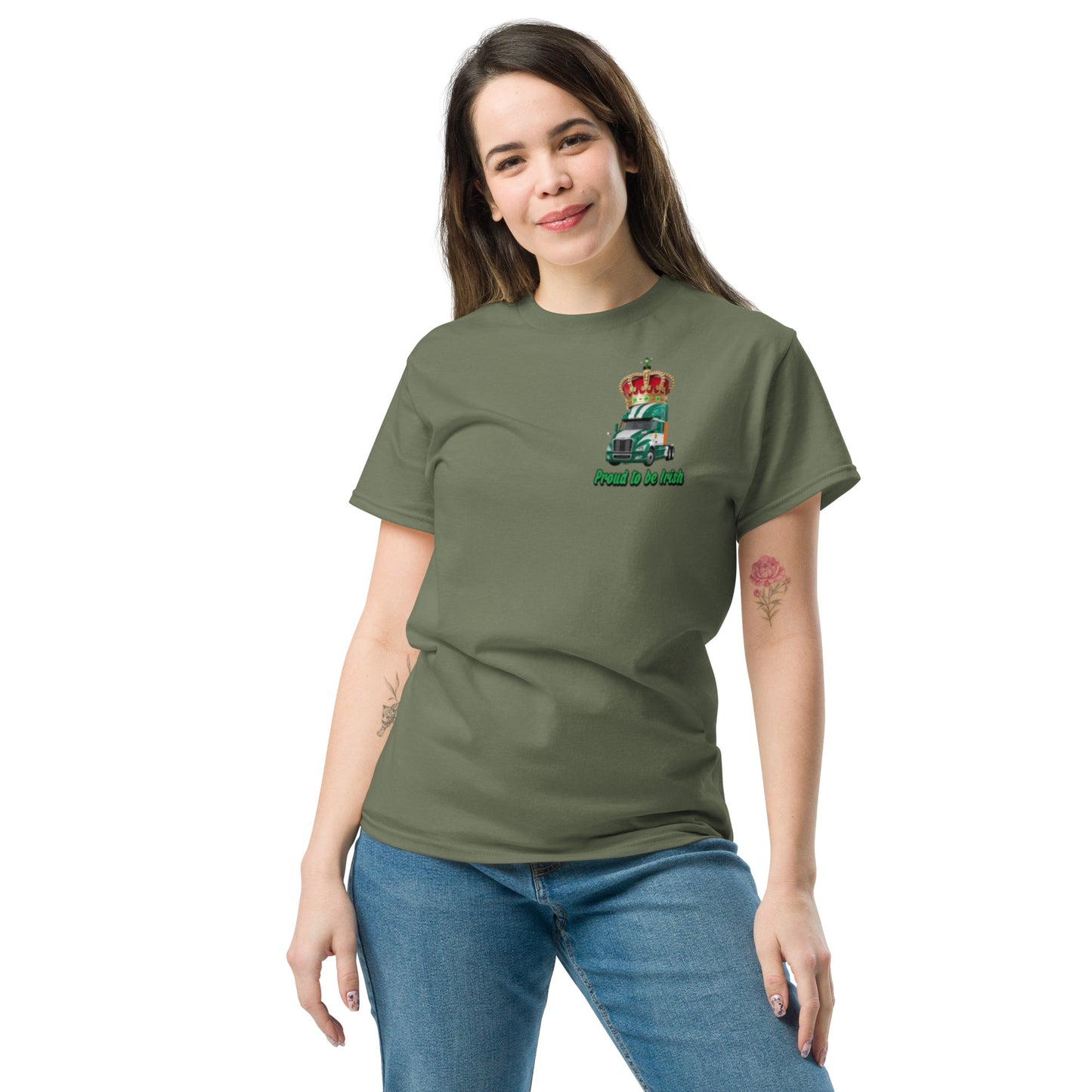 Classic tee Irish Queen of the Road US Truck Design front and back printed