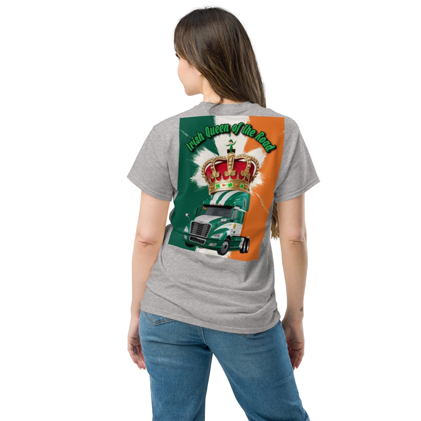 Classic tee Irish Queen of the Road US Truck Design front and back printed
