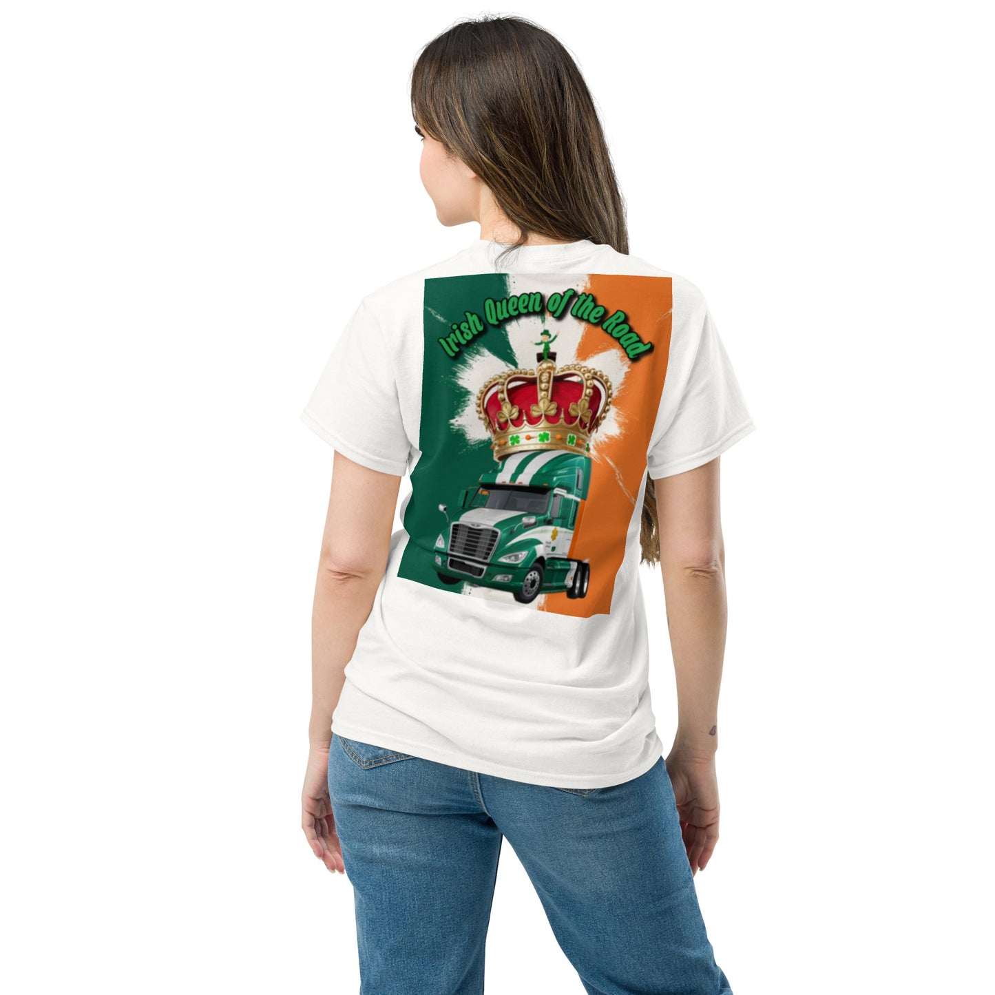 Classic tee Irish Queen of the Road US Truck Design front and back printed